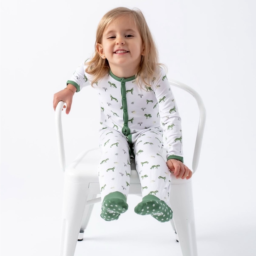 Bubble Baby Wolf Button Up Footie